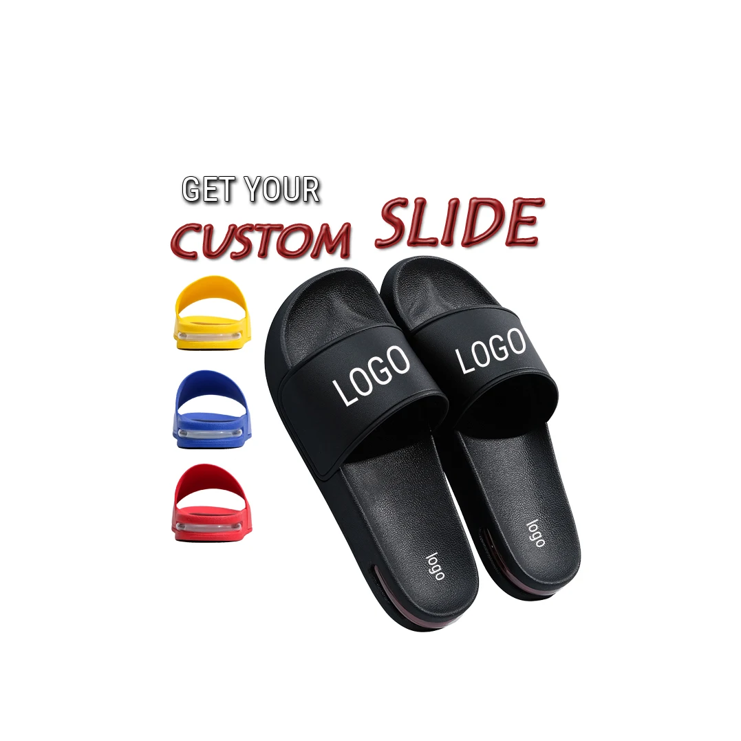 Customizable Flat Slide Sandals with Open Toe Men's and Women's Bedroom Slippers Air Bubble Slide Shoes to Personalize