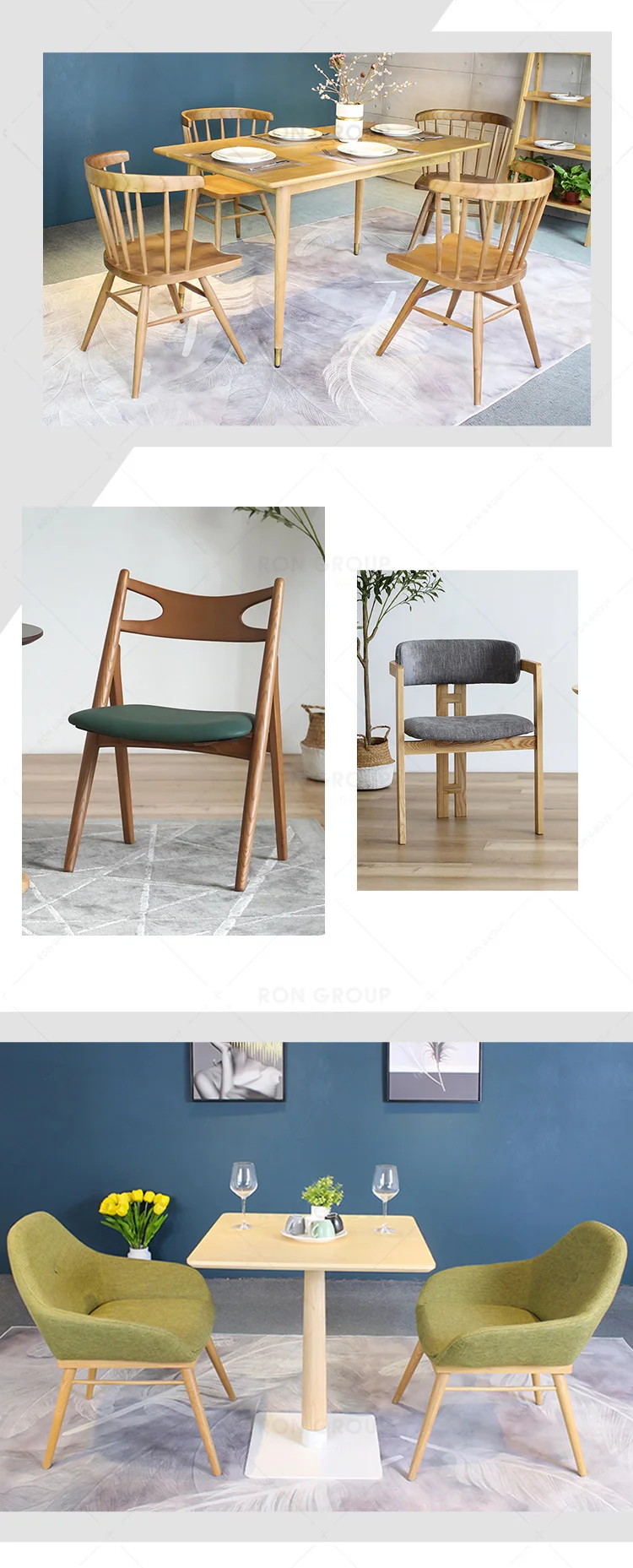 Factory Direct Sale Modern Commercial Restaurant Furniture Fashion High End Solid Ash Wood With Soft Cover Dining Room Chairs