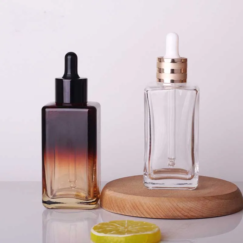 High Quality Transparent Square Thicken Bottom Glass Dropper Bottle ...