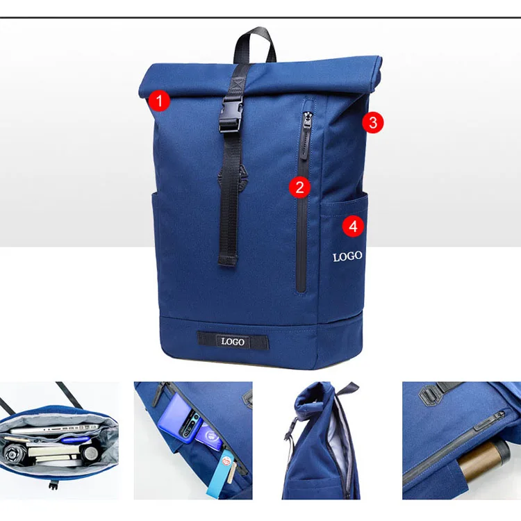 Roll Top Backpack Outdoor Business Travel Computer Day Backpack Men