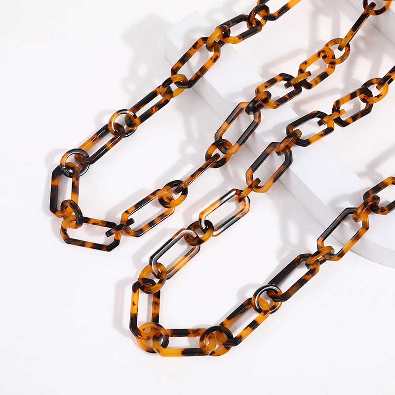 Newest Design Fashion Statement Cellulose Acetate Acrylic Chain Necklace Jewelry Acrylic Resin Plastic Necklace Jewelry