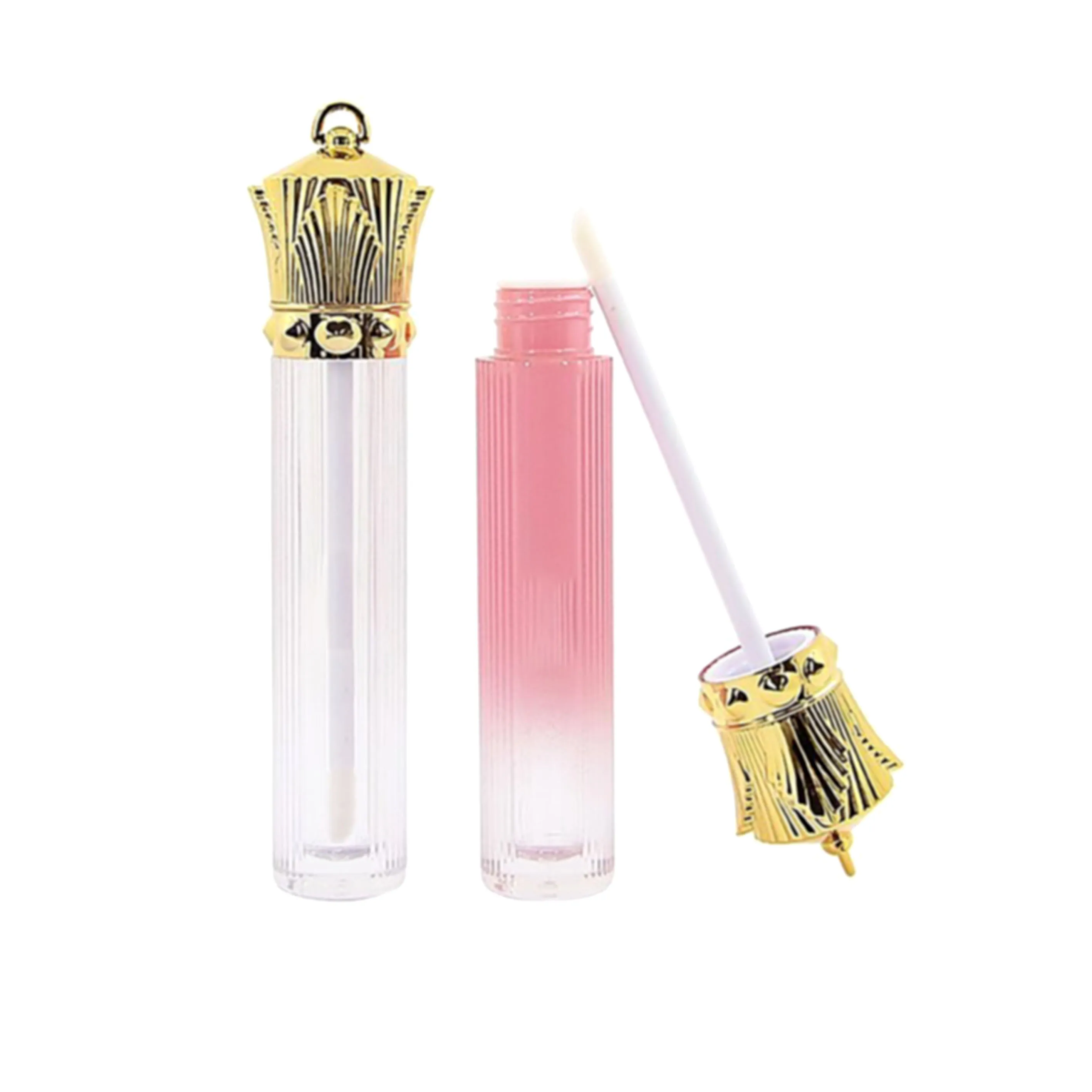 product 5ml 8ml luxury lip gloss tubes lip tint bottle clear empty lipstick tube with crown shape brush cap-28