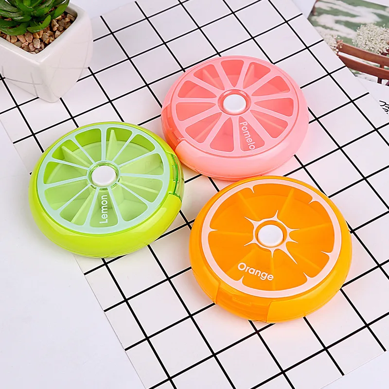 Seven-cell pill box portable one-week dispenser pill box Dust-proof moisture-proof travel storage box Pill cutter mini