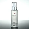 Frosted glass lotion bottle with silver pump