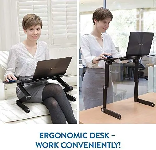 Adjustable and Portable Laptop Stand with Cooling fans & Mouse pad.