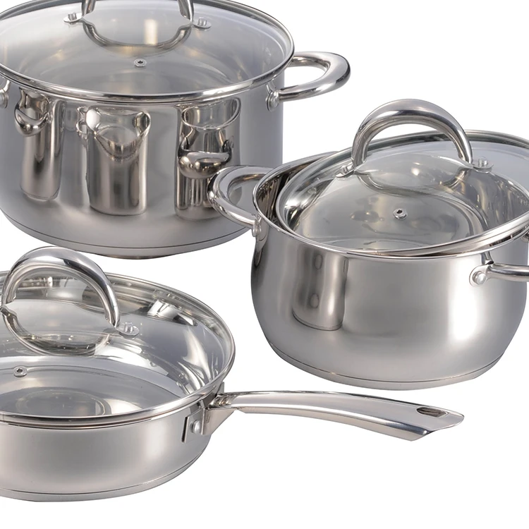 New Design 10Pcs Home Cooking Cookware Pots Stainless Steel Cookware Set With Glass Lid factory