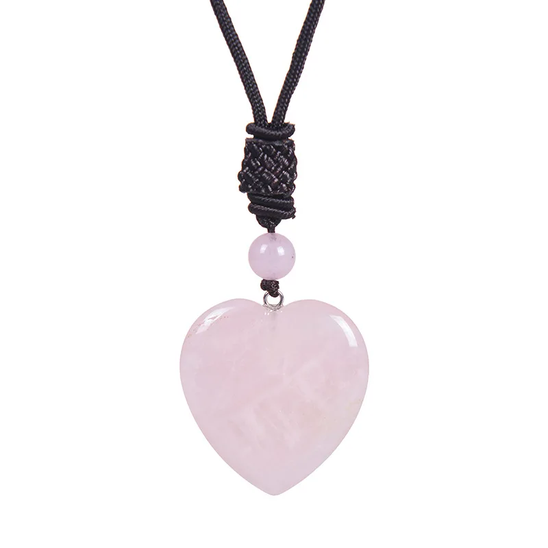 New Design Vintage Natural Stone Heart Shape Pendant Necklace Natural