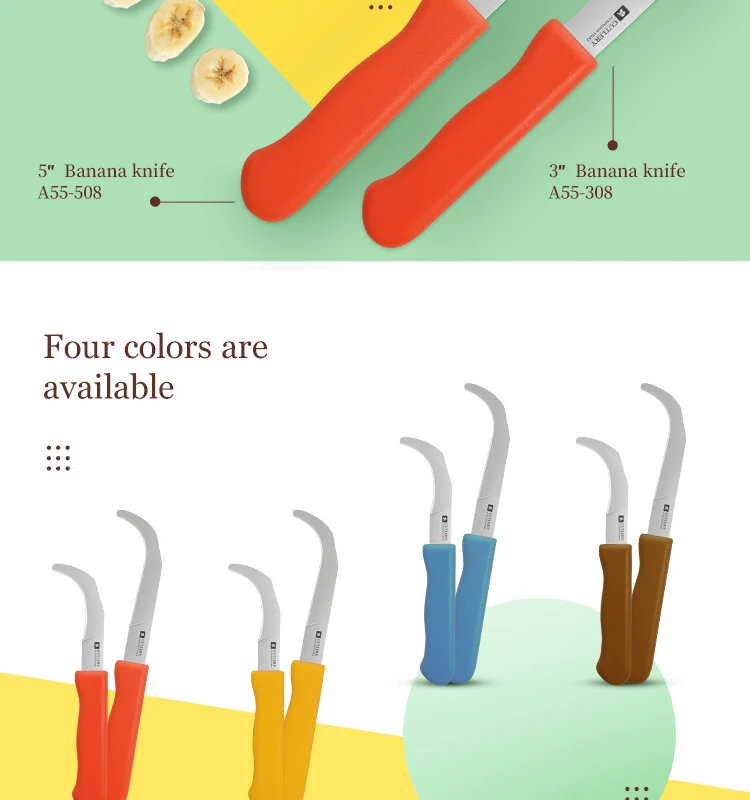 Stainless Steel Good Quality Banana Knife With Colorful Plastic Handle