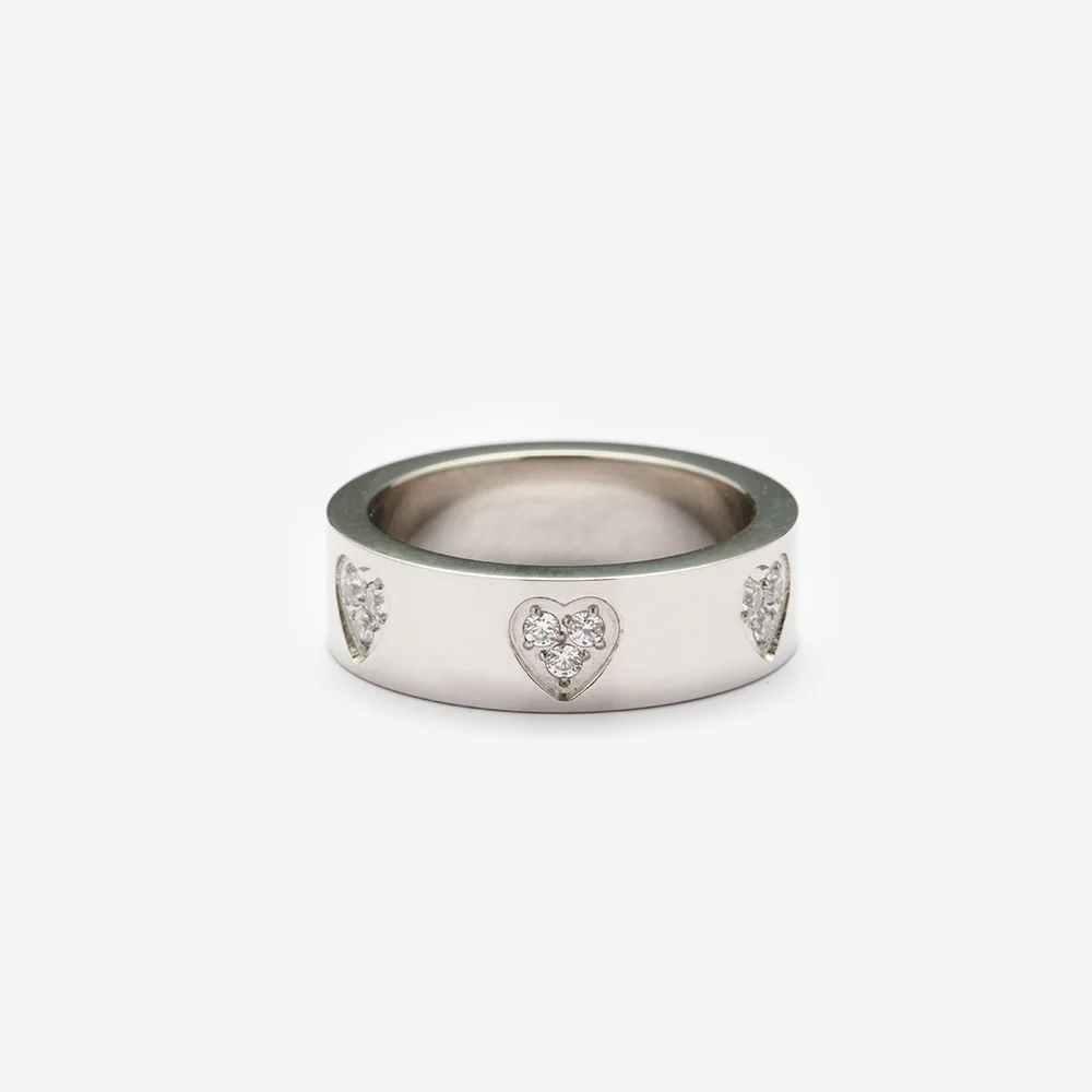 Exquisite Four Pointed Star studded Diamonds Stainless Steel Waterproof Ring Cubic Zirco aperçu 4