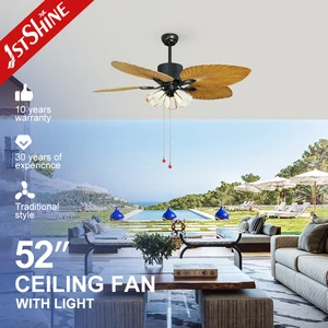 1stshine Ceiling Fan Light 5 ABS Blades Leaf Classic Design Pull Chain 3 Speeds Ceiling Fan with Lights