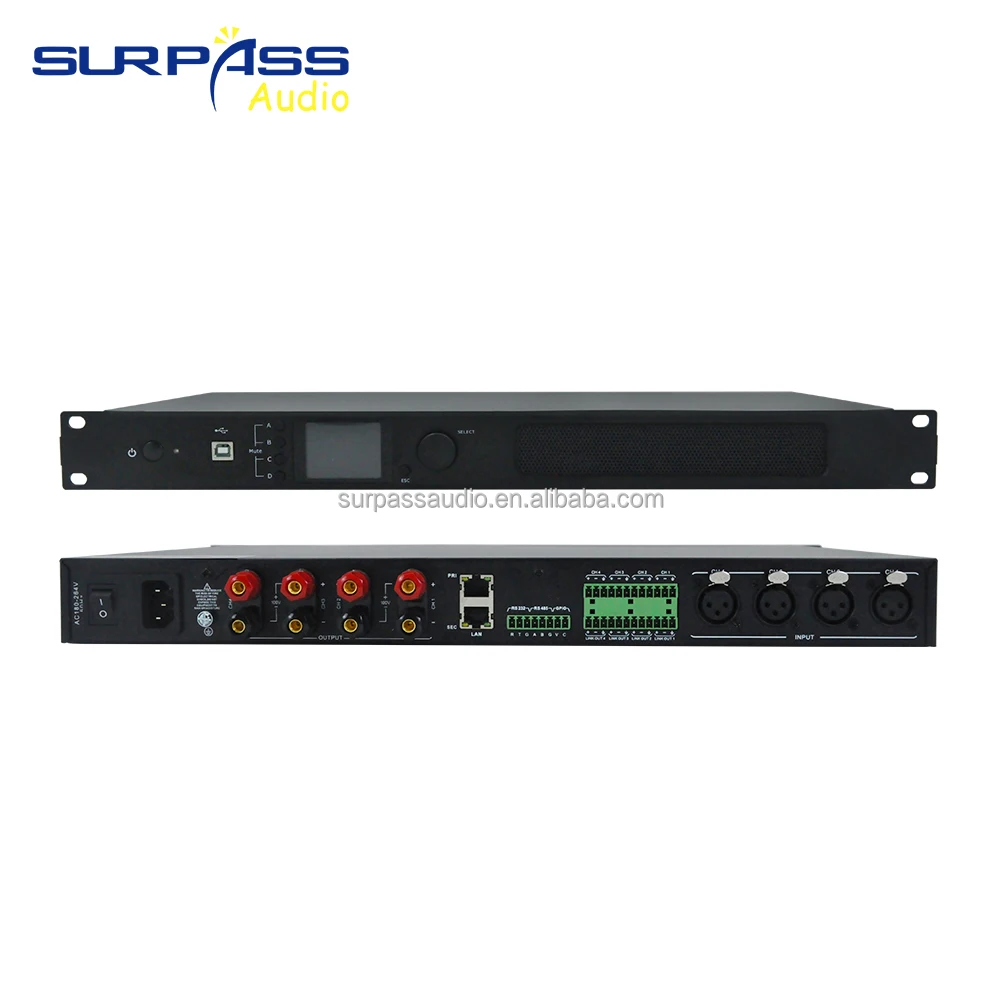 SURPASS 1U Digital DSP Amplifier 4CH 300W  Audio Processor Power Amplifier for Intelligent Public Address System