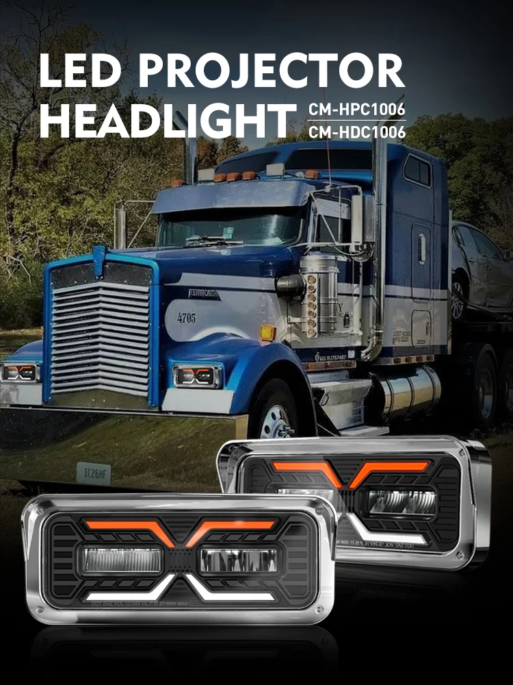 Kenworth W900 T800 T600 Headlight Peterbilt 379 Chrome Projector