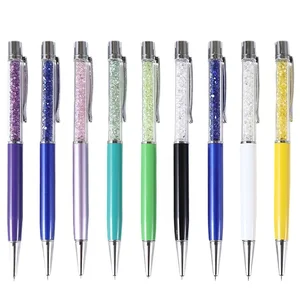 Wholesale 1.0mm Nib Business Advertising Sports Ballpoint Pen Novelty Diamond Crystal with Carved Logo Promotional Gift Pen