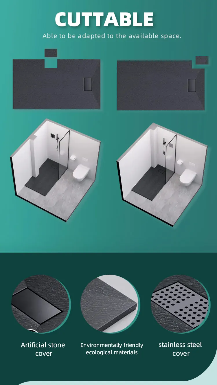 Europenstyle High End Artificial Stone Matt Shower Tray Bathroom Shower Base Solid Surface