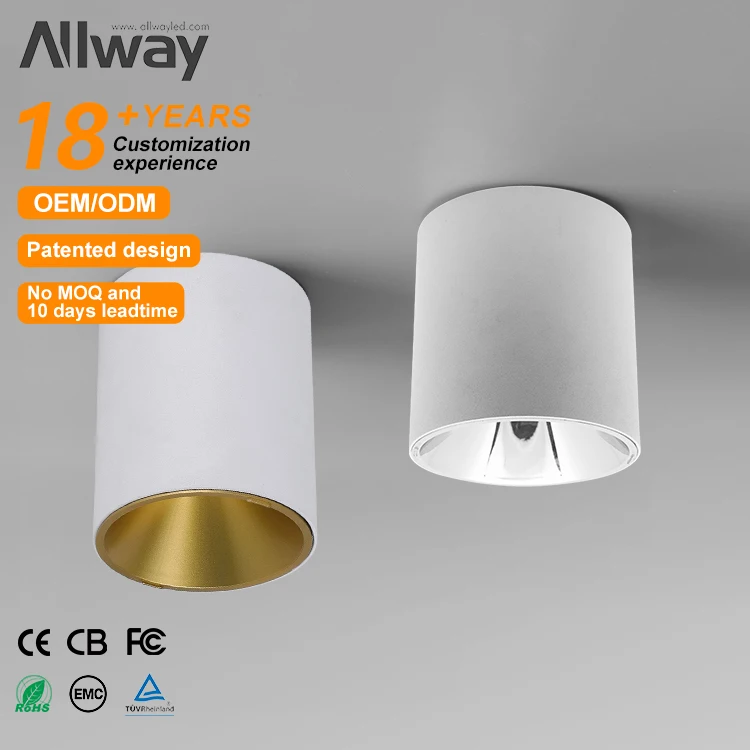ALLWAY Easy Installation Dimmable Round Cob Surface Bedroom Living Room 10w 20w 30w 40w Led Recessed Downlight