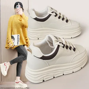 W3683 Fashionable Women's Loafers Casual Shoes with Thick Sole and Increased Height Waterproof for Winter Autumn Spring