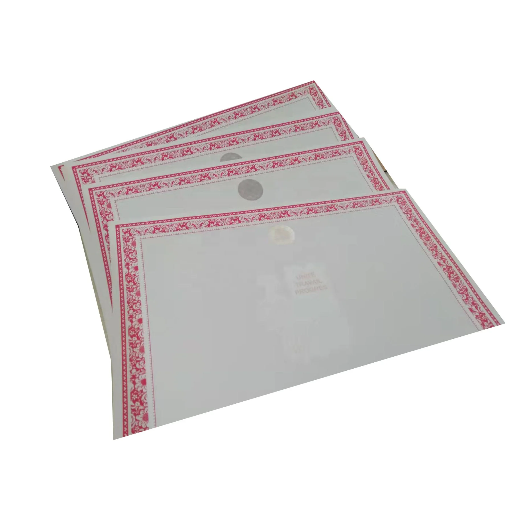 Security Certificate UV Invisible Numbers Hologram Printing Embossing Finish for Poster Art Coated Offset Paper