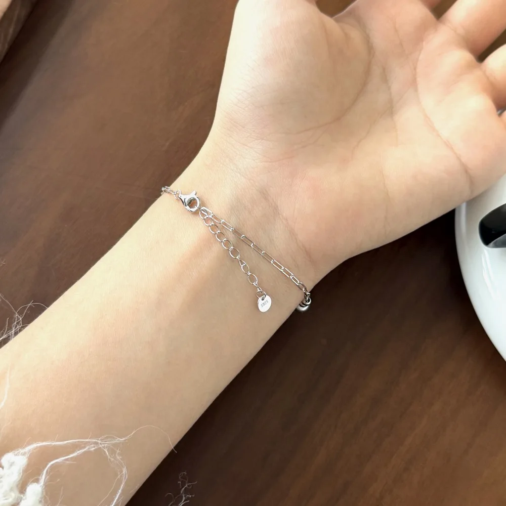 KAKODIY Finest 925 Sterling Silver Chain Five Polished Surface Beads Pendant Bracelet Women's Jewelry detail 2
