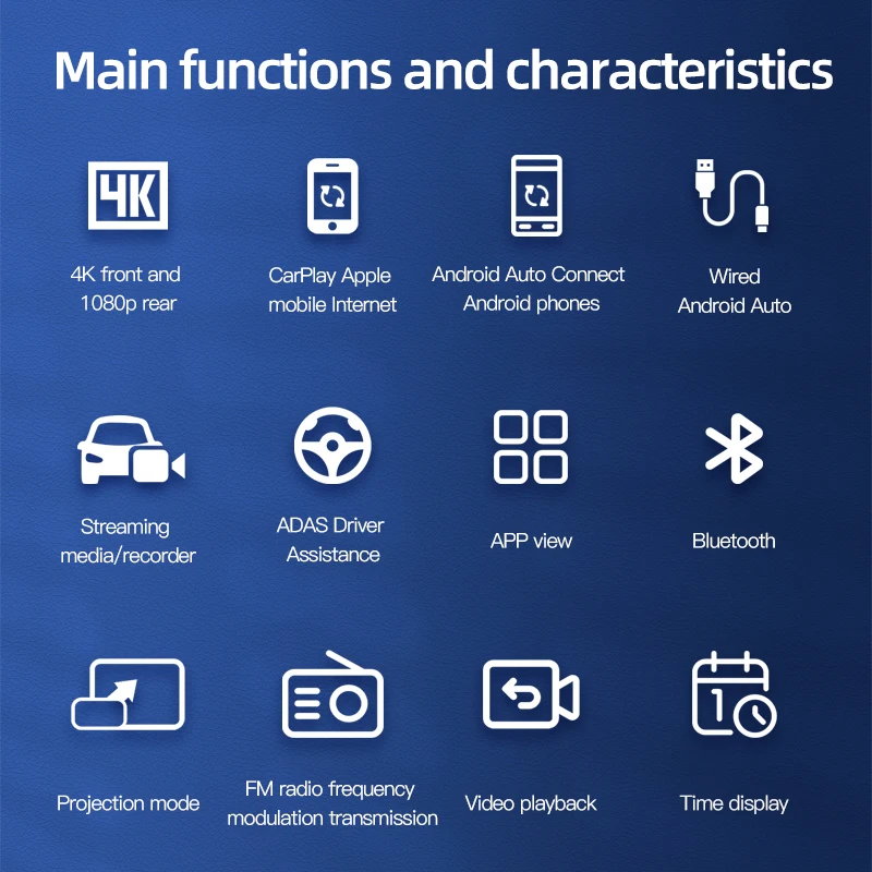 New Arrival 10.26" Dash Cam Front and Rear 4k Dual Lens CarPlay HD Car DVR GPS Black Box for Automobile Recording