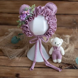 Для новорожденных животных игрушечная шапка комплект для фотосъемки шапочка с медвежьими ушками ручной работы игрушка наряд