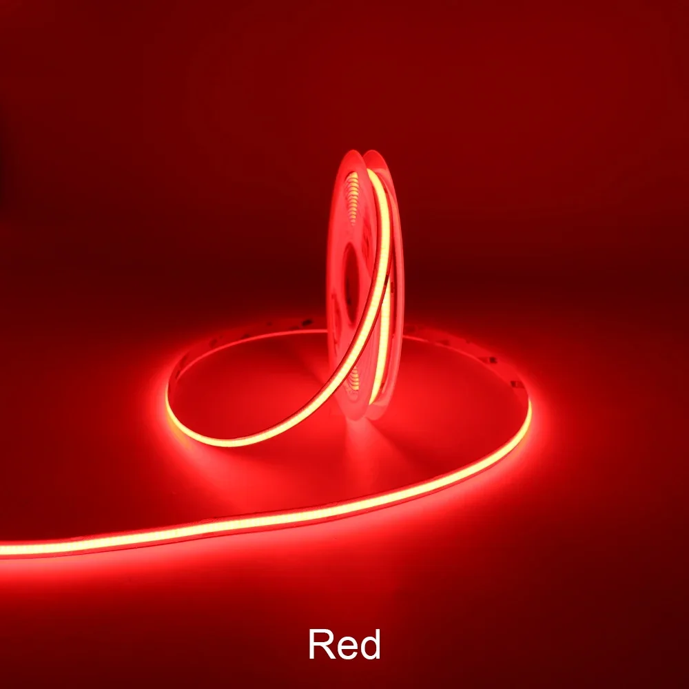 Red Cob Dotless Narrow Pcb 3mm 5mm 8mm Flexible LED COB Strip 5V 12V 24V ...