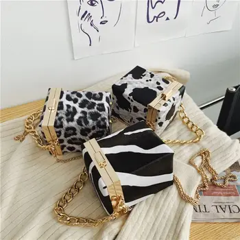 2021 new crossbody bag chain animal print purse pattern cow pattern purse leopard bag handbag women