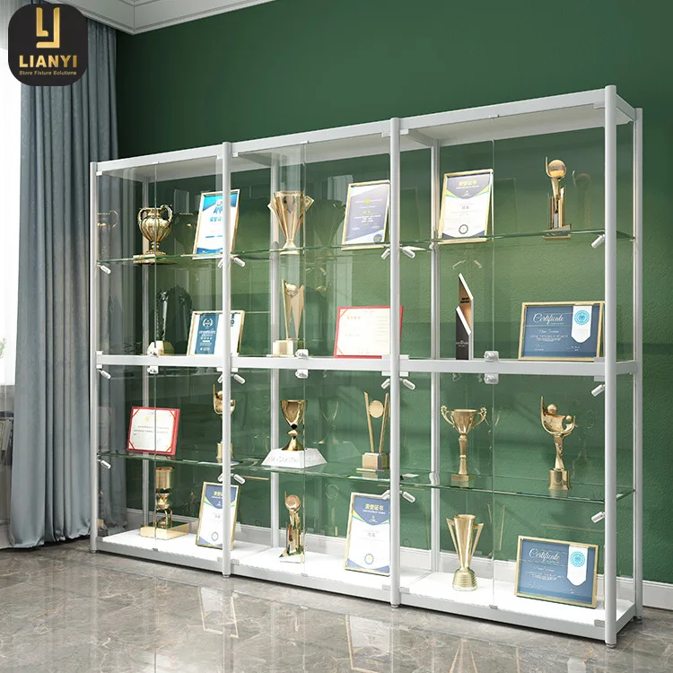 Factory Bulk Custom Trophy Showcase Wholesale Aluminium Frame Cabinet and Glass Showcase Display