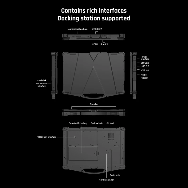 15.6 Inch Ip68 Computer Rugged Rug Laptop Mobile Portable Durabook Industrial Rugged Laptop