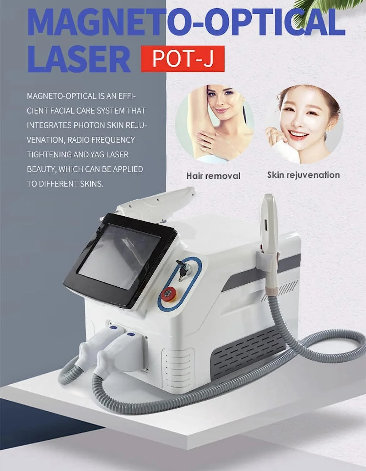 Portable 2 in 1 Q Switch IPL Hair Removal and Nd Yag Laser Pigmentation Tattoo Removal Machine for Women and Men
