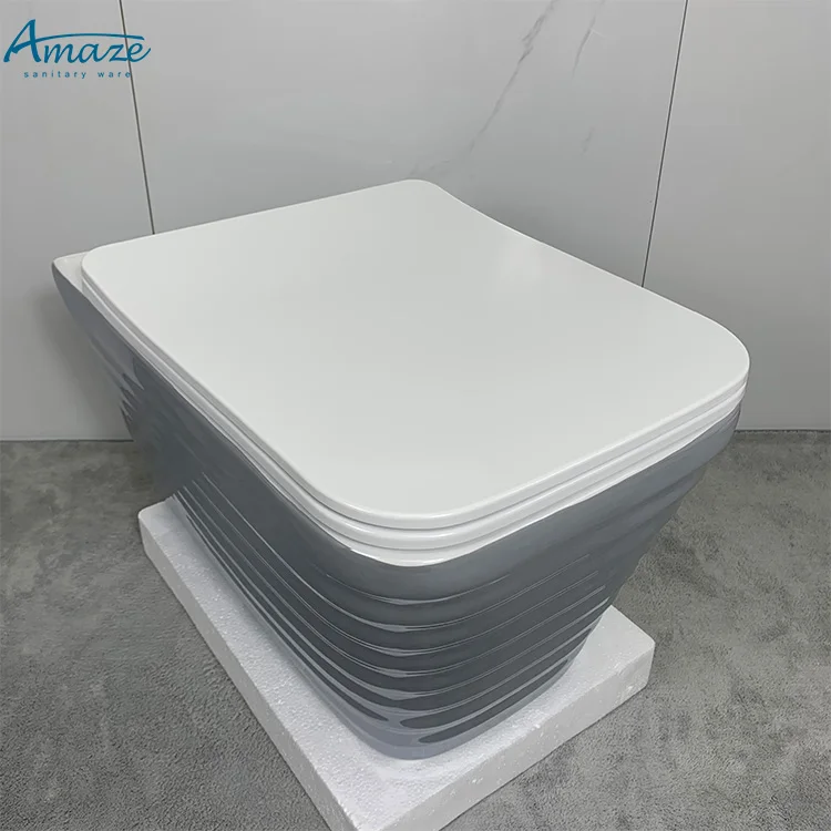 Modern ceramic sanitary ware gray color wall mount latest toilet set bath design wall hung toilet bowl factory