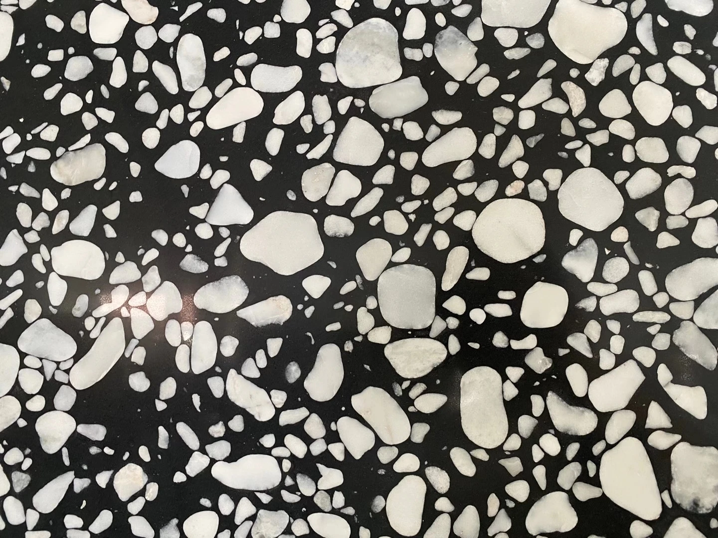Artificial Stone White Dots Black Terrazzo Flooring