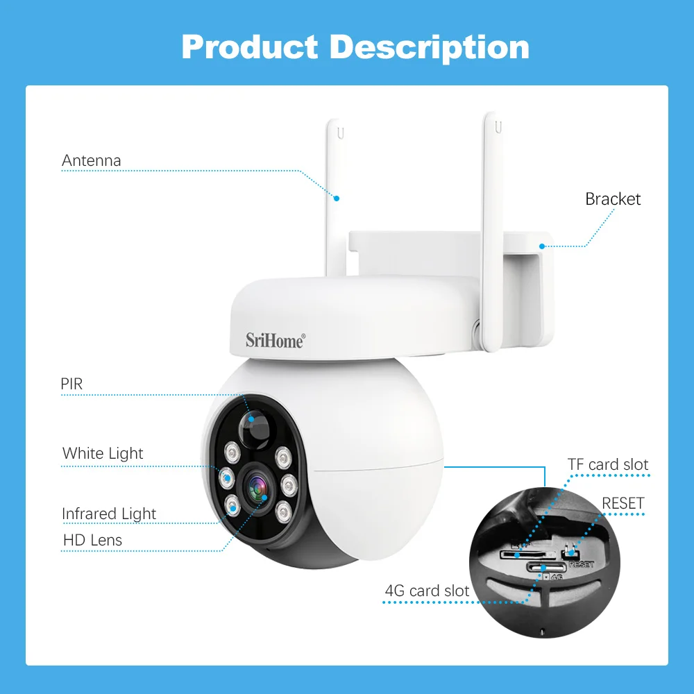 Caméra de vidéosurveillance extérieure solaire 4MP avec carte SIM 4G 3