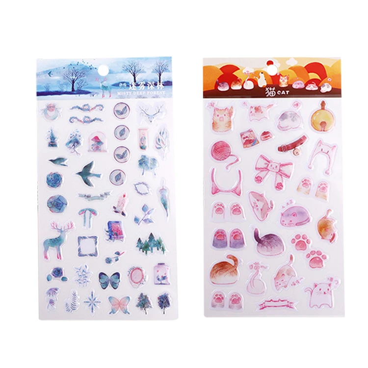 Пуля для журнал «сделай сам», винтажные бумажные наклейки, скрапбукинг, акварельные декоративные милые 3D украшения для дома на заказ, полипропиленовый пакет OEM/ODM