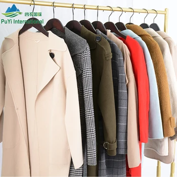 High-Quality Trench Coat Minimalist Long Woolen Coat bulk used clothes second hand clothing A grade used clothing in bales