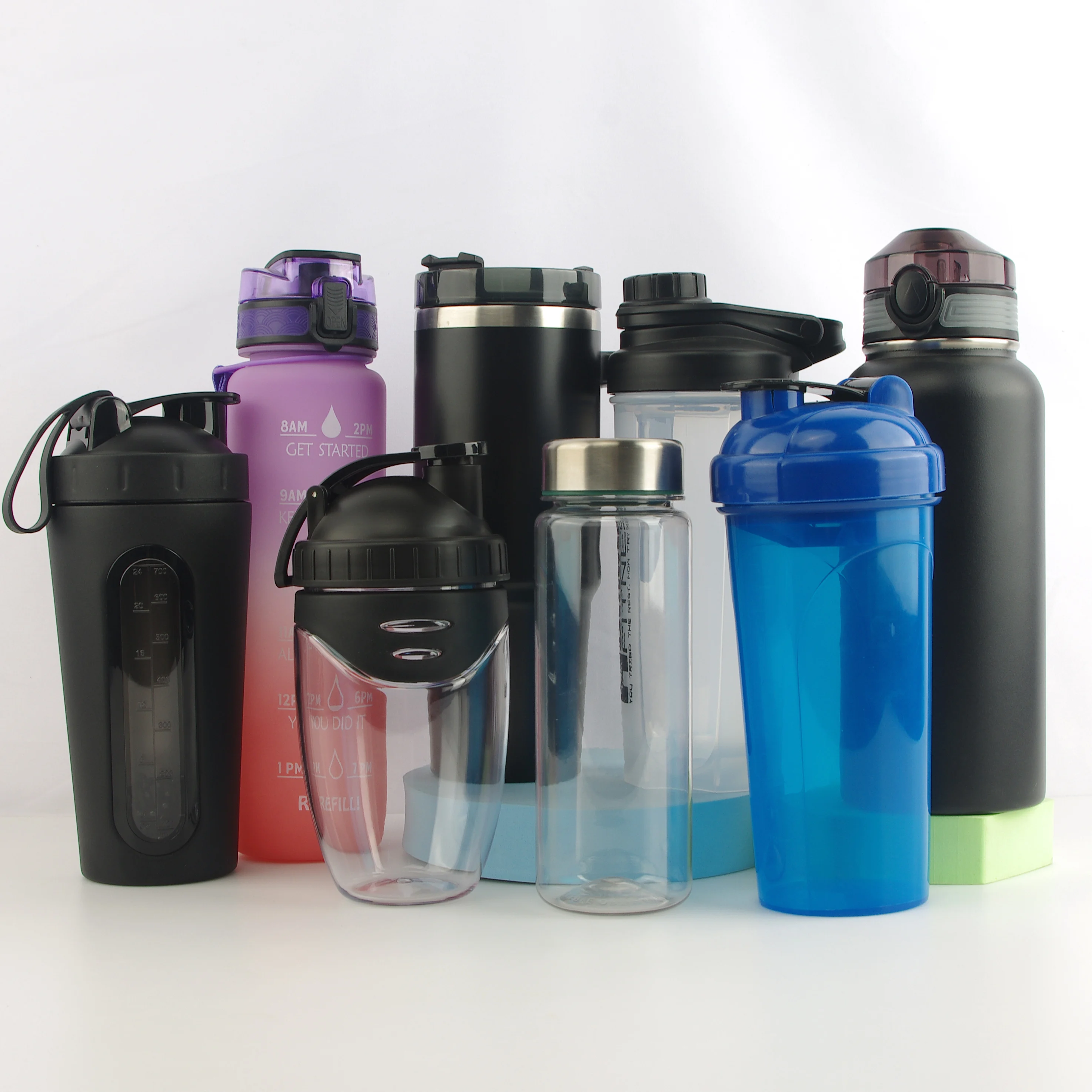 Factory Custom Foldable Fitness 3 in 1 Stainless Steel Water Bottle Gallon Mixing Tumbler Smart Sport Gym Shaker Water Bottle