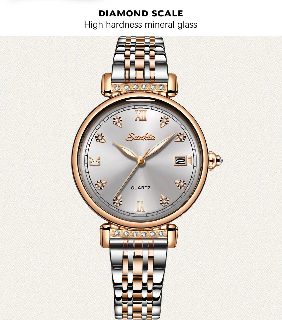SUNKTA ST6672 Classic Women's Quartz Watch Top Brand Luxury Formal Wear Business Fashion Casual 30M Waterproof Women's Watch