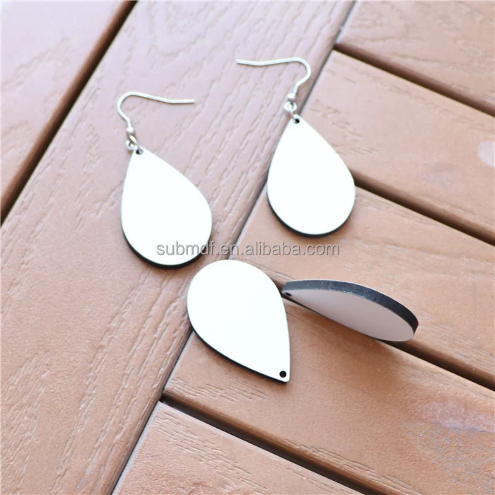 High Quality Photo Printing Custom Teardrop Earrings Sublimation Blank MDF Earrings for Ladies