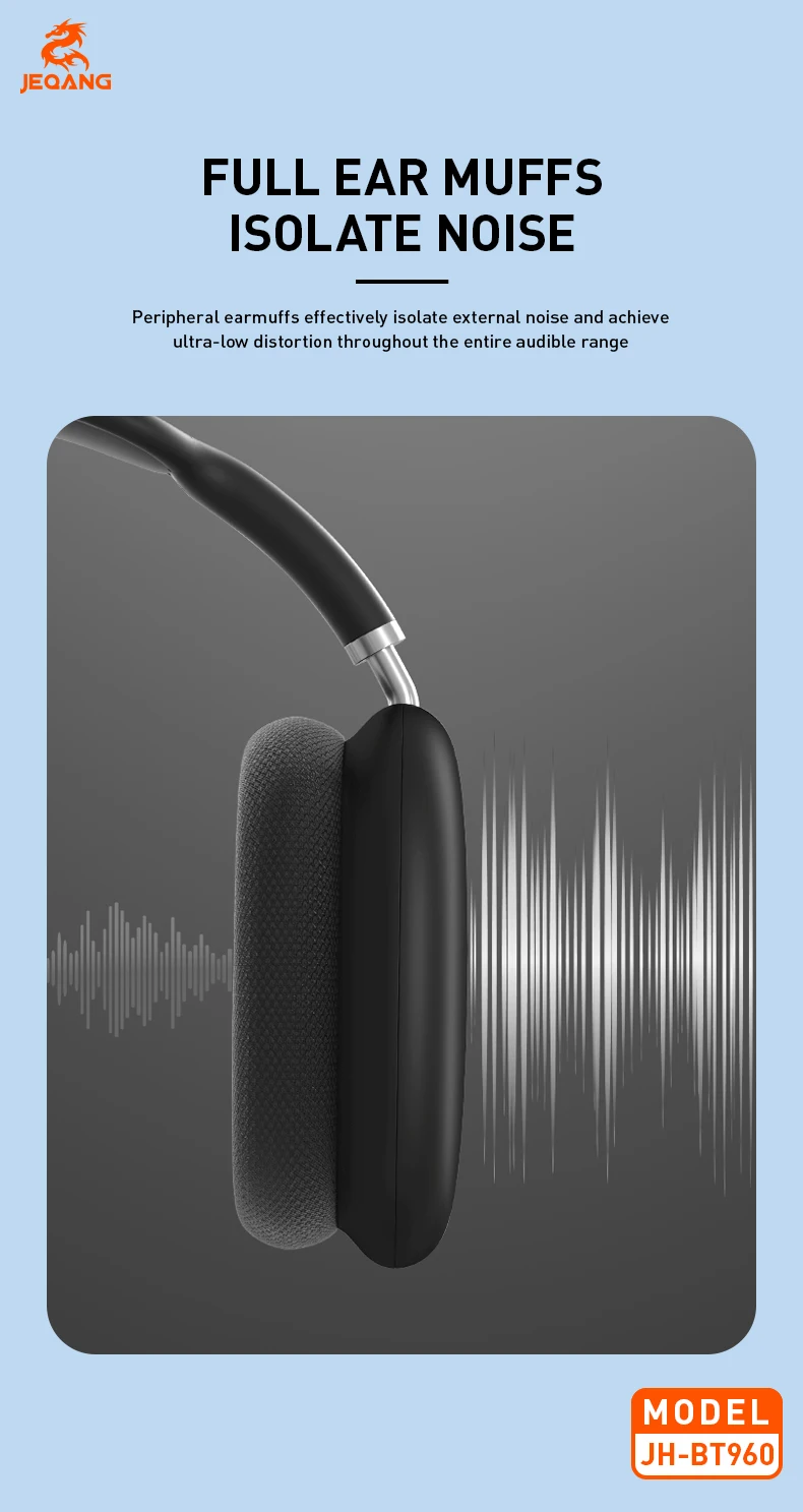 Jeqang-960 True Wireless Stereo BT Headset On-Ear & Over-Ear Dynamic Gaming Headphones with TF FM Support for DJ Sports Travel