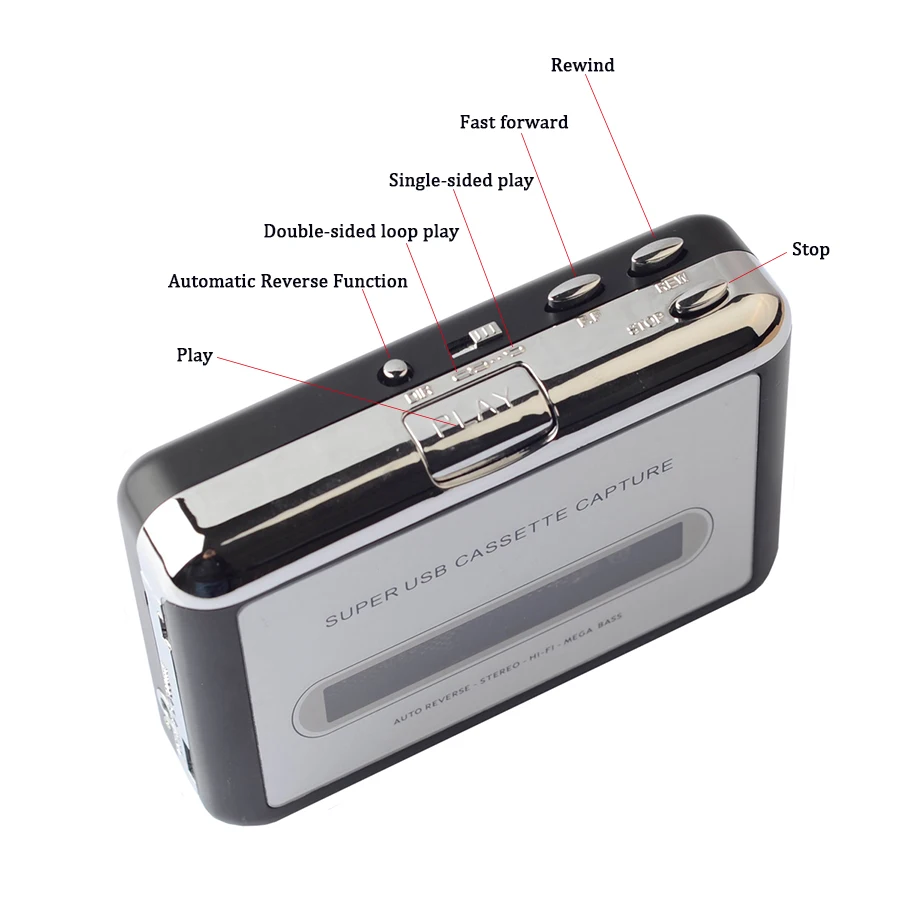 Lecteur de cassette, Plug and Play portable, convertisseur de capture de  bande USB stéréo vers MP3, lecteur de cassette USB, pour
