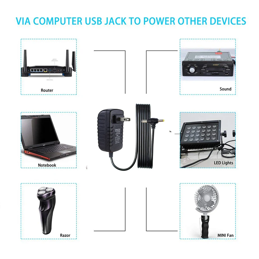 5V 1A Plug Poe Injector AC to Dual DC Power Adapter 9