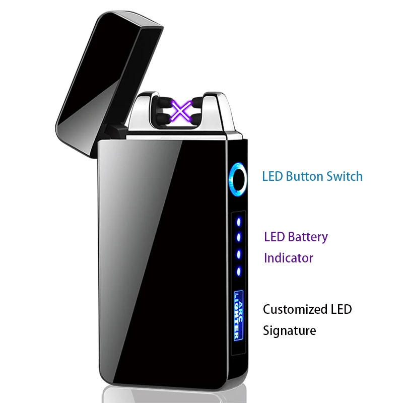 Перезаряжаемая Электронная USB-зажигалка, уличные электрические зажигалки для барбекю или кухни со светодиодным индикатором