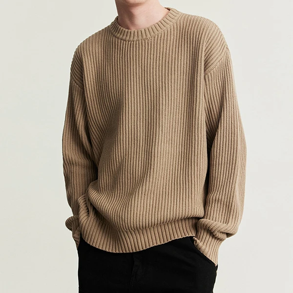 2024 new Fisherman's Rib Sweater Jumper Flexible Cotton wool Sweatshirt Custom Cotton Knit Pullover sweater for Men