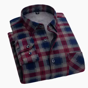 Check Slim Fit 100% Cotton Business Casual Plus Size Long Sleeve Shirt for Men