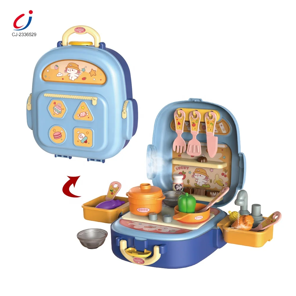 Детский пластиковый рюкзак Chengji, мини-набор для кухни и посудомоечной машины, ролевые игры, игрушки для готовки дома