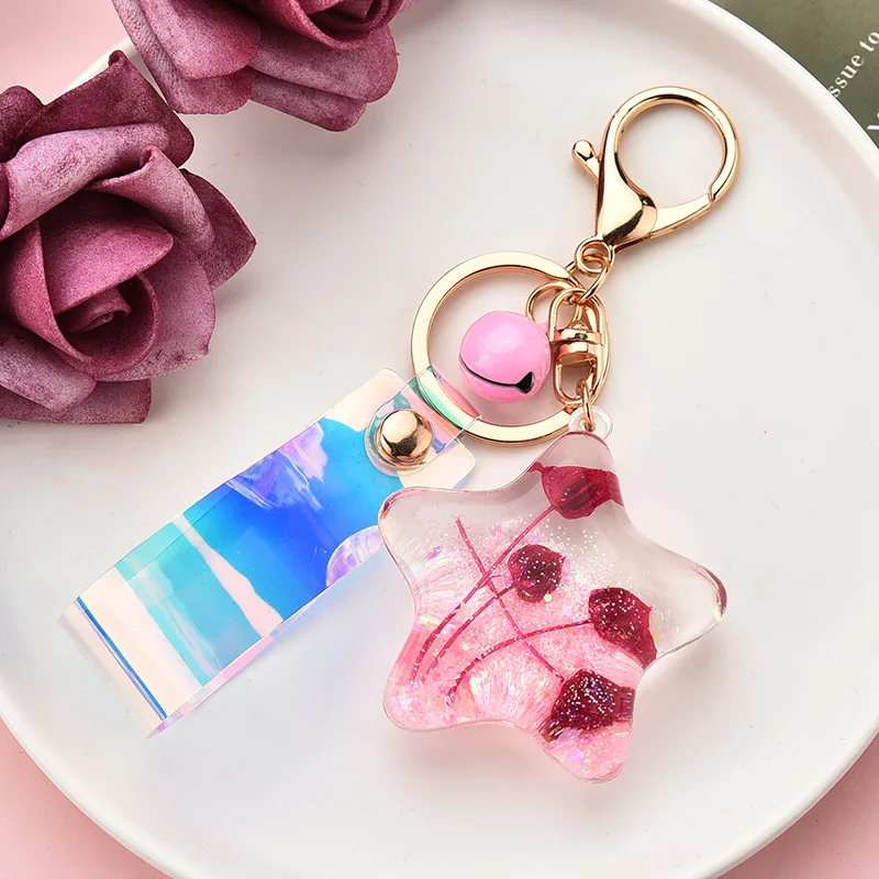 Creative Quicksand Glitter Acrylic in Oil Starfish Shell Keychain OIL GLITTER ACRYLIC KEYCHAIN