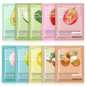 Hot High Quality 25g Organic Fruit Plant Face Mask Sheets for Skin Care Moisturizing