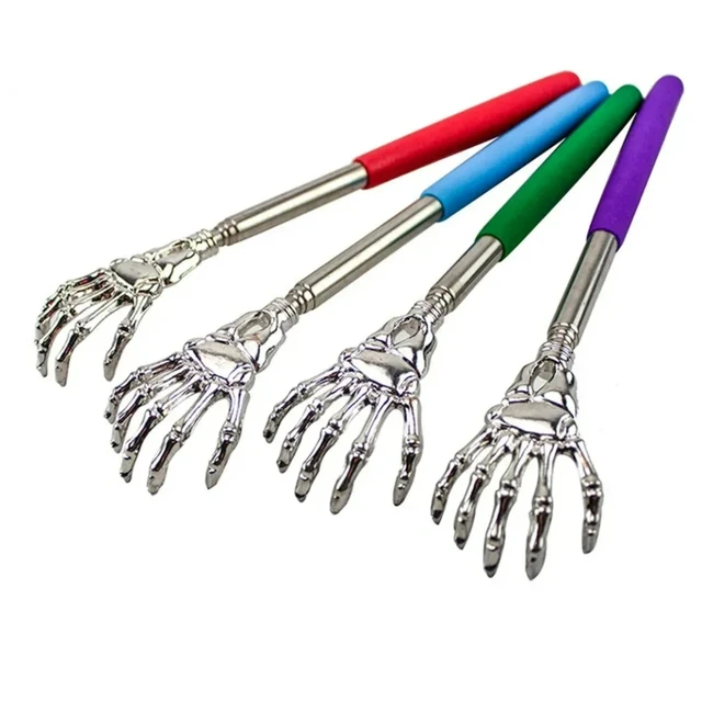 Portable Extendable Metal Bear Claws Back Scratchers Telescopic Stainless Steel Hand Massager Backslap with Rubber Handles