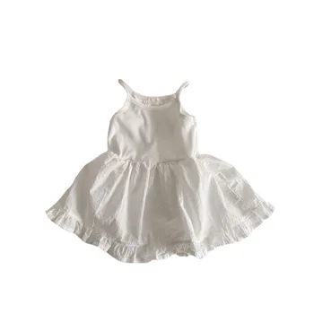 Spring and Summer 2025 New Fashion Pure Color Patchwork Princess Korean Style Baby Girl's Solid Color Princess Dress