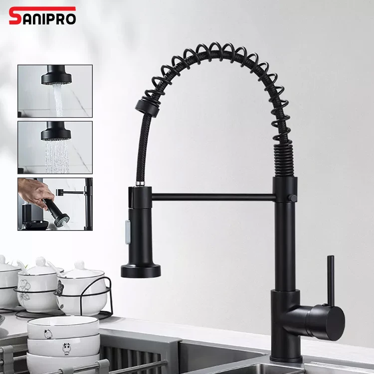 Sanipro Flexible Cold Hot Mixer Sink Tap Sus304 Stainless Steel Black ...