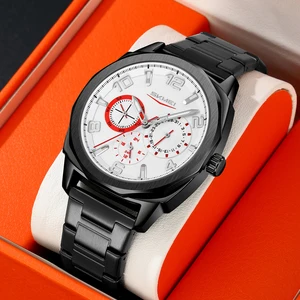 SKMEI 9350 Men's Luxury Sport Stainless Steel Bracelet Quartz Watch Pointer Dial Alloy Case Water Resistant 3BAR